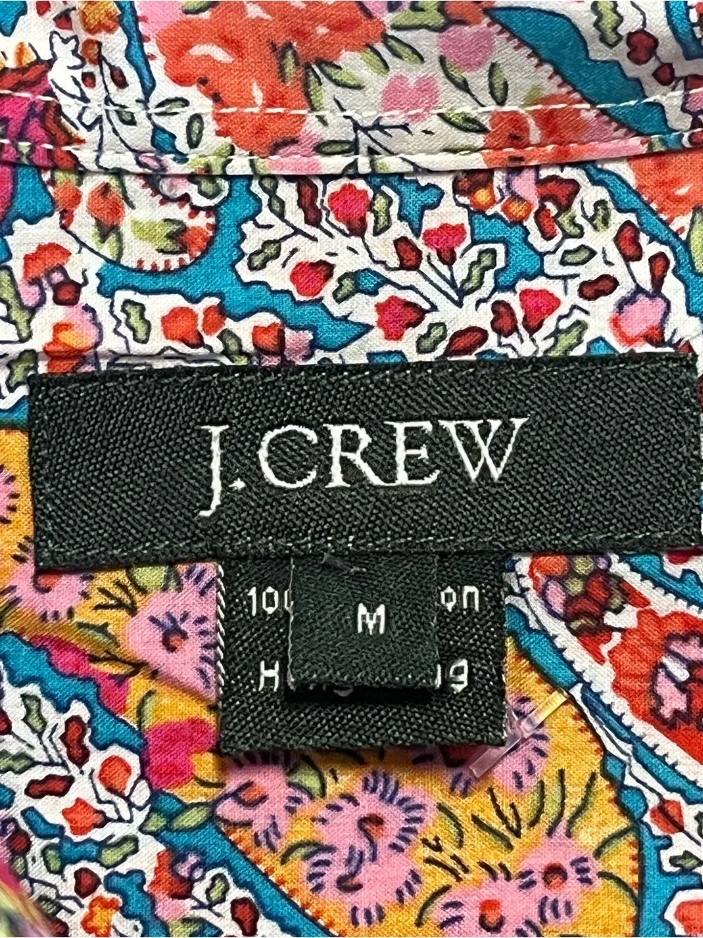 J. Crew Women’s Pink Blue Paisley Long Sleeve Button-Down Shirt Blouse SZ M
